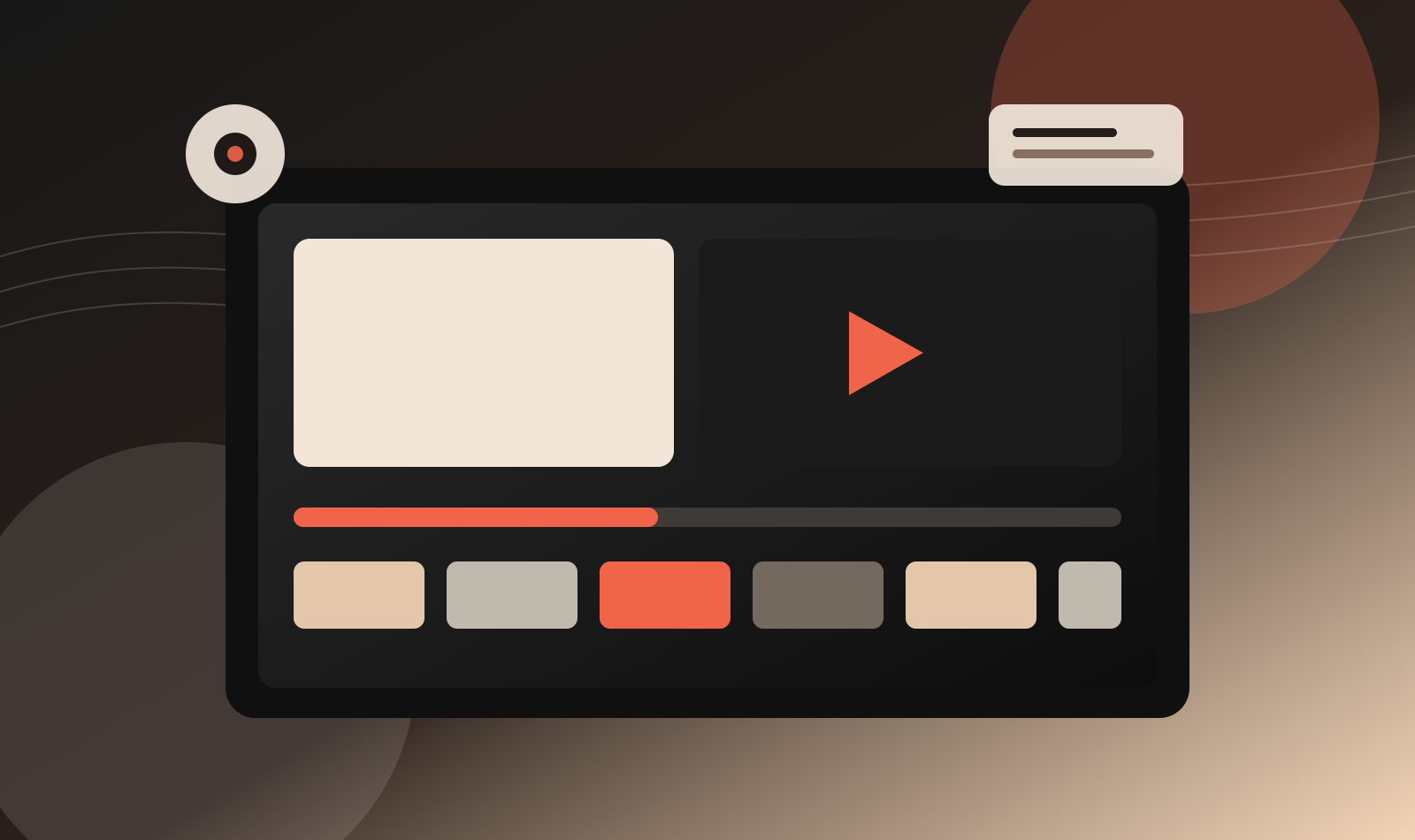 A cinematic video review workspace with a video timeline and play button